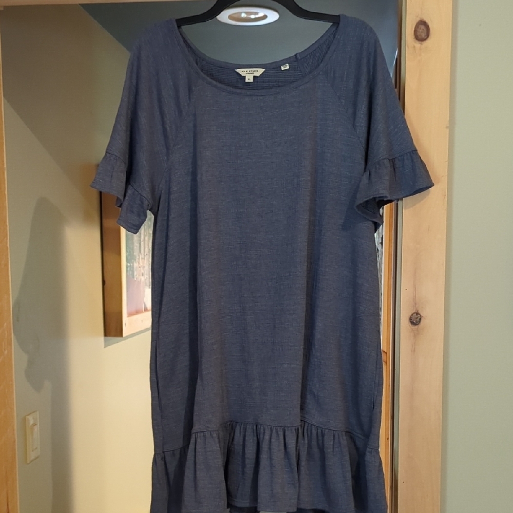 Max Studio Blue Gray Ruffled Mini Dress